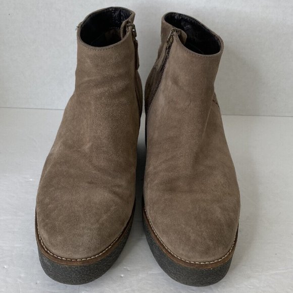 Aquatalia Vina Booties 10 Suede Platform Brown Wedge Ankle Boots - Picture 3 of 11